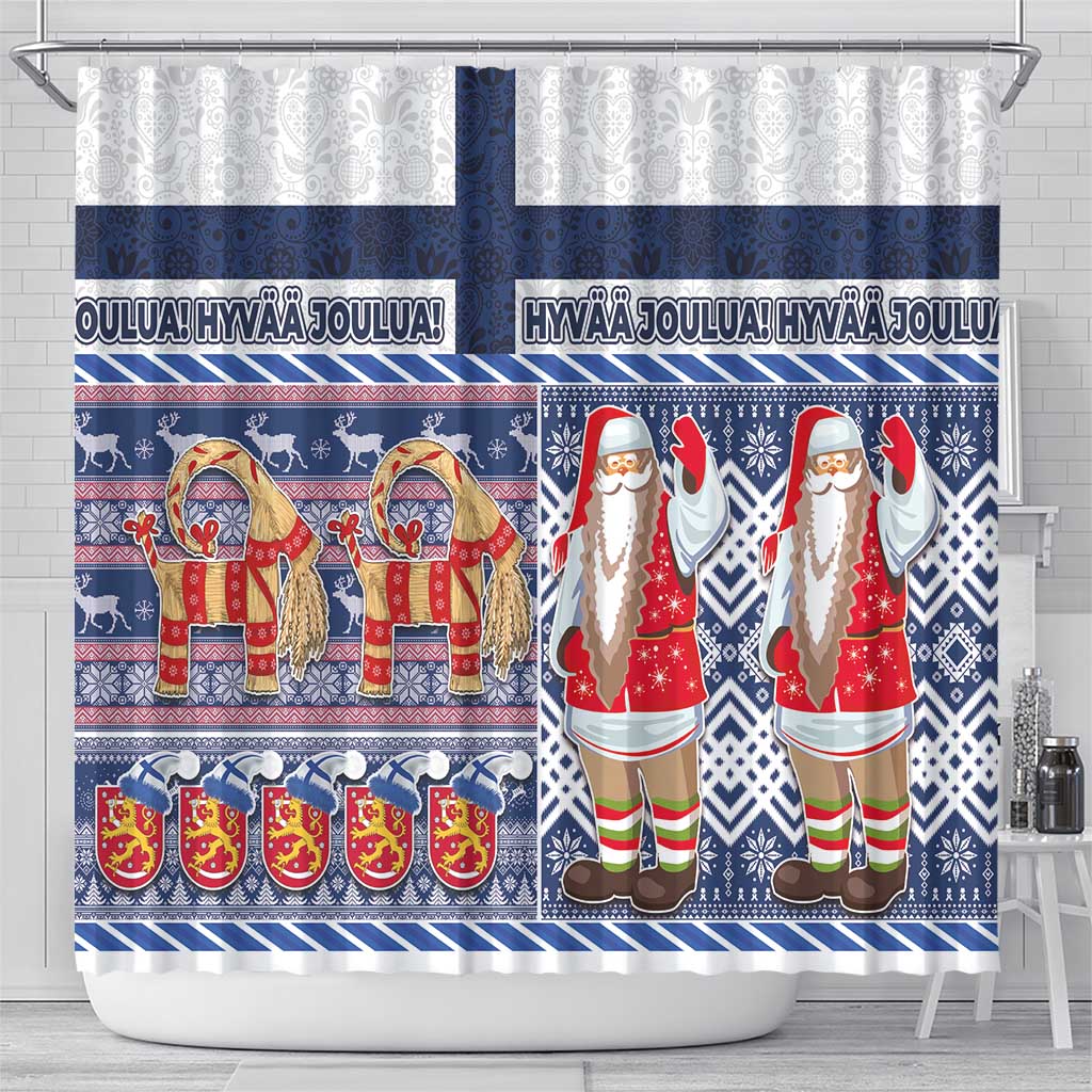 Yule Goat Joulupukki Finnish Christmas Shower Curtain Scandinavian Pattern LT03 - Polynesian Pride