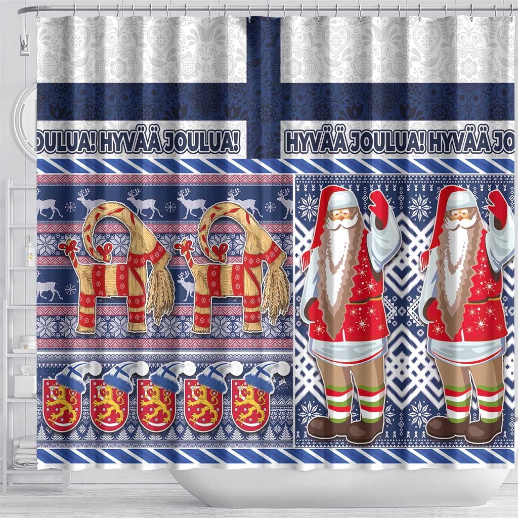 Yule Goat Joulupukki Finnish Christmas Shower Curtain Scandinavian Pattern LT03 - Polynesian Pride