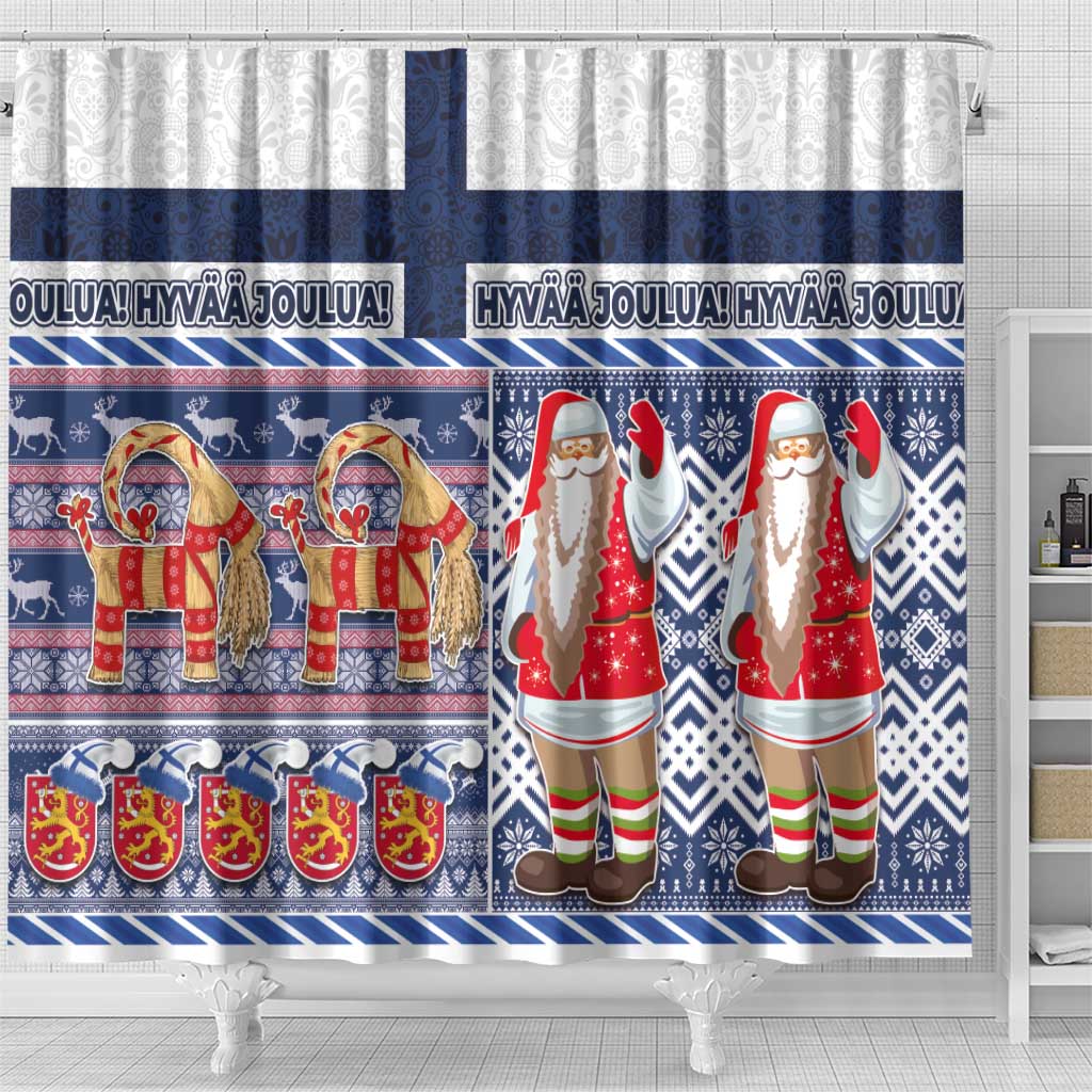 Yule Goat Joulupukki Finnish Christmas Shower Curtain Scandinavian Pattern LT03 - Polynesian Pride