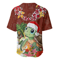 Hawaii Honu Mele Kalikimaka Baseball Jersey Santa Tropical Flower Aloha Summer Red Version LT03 - Polynesian Pride