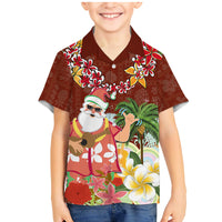 Hawaii Honu Mele Kalikimaka Family Matching Mermaid Dress and Hawaiian Shirt Santa Tropical Flower Aloha Summer Red Version LT03 Son's Shirt Red - Polynesian Pride