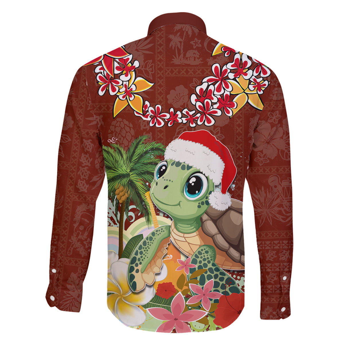 Hawaii Honu Mele Kalikimaka Family Matching Off Shoulder Maxi Dress and Hawaiian Shirt Santa Tropical Flower Aloha Summer Red Version LT03 - Polynesian Pride