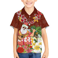 Hawaii Honu Mele Kalikimaka Hawaiian Shirt Santa Tropical Flower Aloha Summer Red Version LT03 - Polynesian Pride