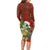 Hawaii Honu Mele Kalikimaka Long Sleeve Bodycon Dress Santa Tropical Flower Aloha Summer Red Version LT03 - Polynesian Pride