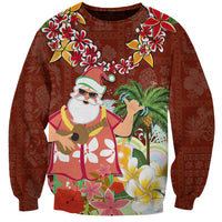 Hawaii Honu Mele Kalikimaka Sweatshirt Santa Tropical Flower Aloha Summer Red Version LT03 Unisex Red - Polynesian Pride