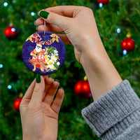 Hawaii Honu Mele Kalikimaka Ceramic Ornament Santa Tropical Flower Aloha Summer Blue Version LT03 - Polynesian Pride