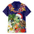 Hawaii Honu Mele Kalikimaka Family Matching Off Shoulder Maxi Dress and Hawaiian Shirt Santa Tropical Flower Aloha Summer Blue Version LT03 - Polynesian Pride