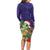 Hawaii Honu Mele Kalikimaka Long Sleeve Bodycon Dress Santa Tropical Flower Aloha Summer Blue Version LT03 - Polynesian Pride