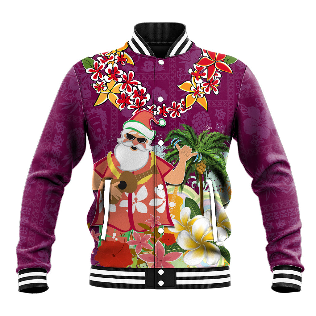 Hawaii Honu Mele Kalikimaka Baseball Jacket Santa Tropical Flower Aloha Summer Pink Version LT03 Unisex Pink - Polynesian Pride