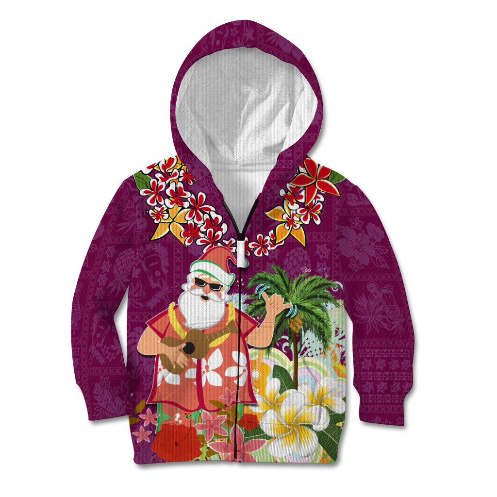 Hawaii Honu Mele Kalikimaka Kid Hoodie Santa Tropical Flower Aloha Summer Pink Version LT03 - Polynesian Pride