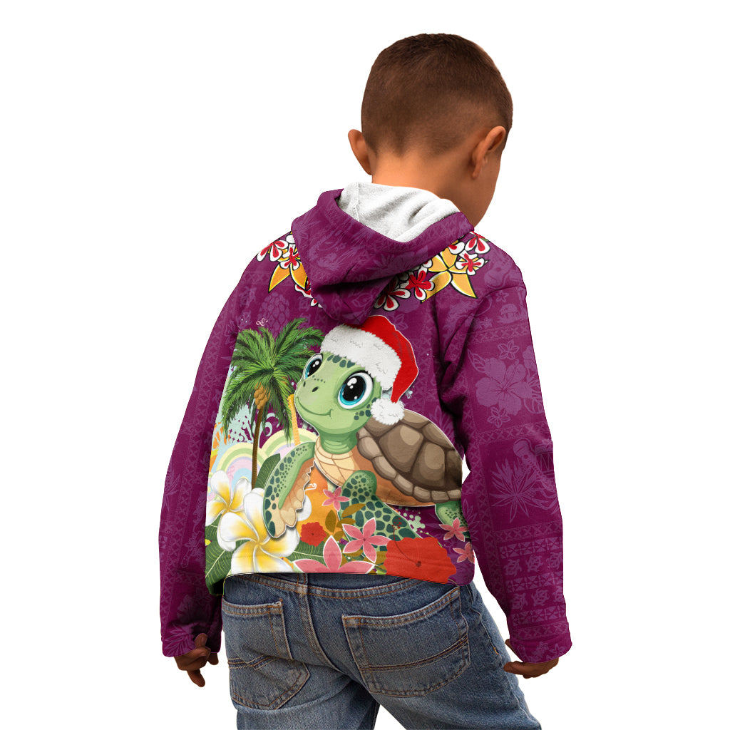 Hawaii Honu Mele Kalikimaka Kid Hoodie Santa Tropical Flower Aloha Summer Pink Version LT03 - Polynesian Pride