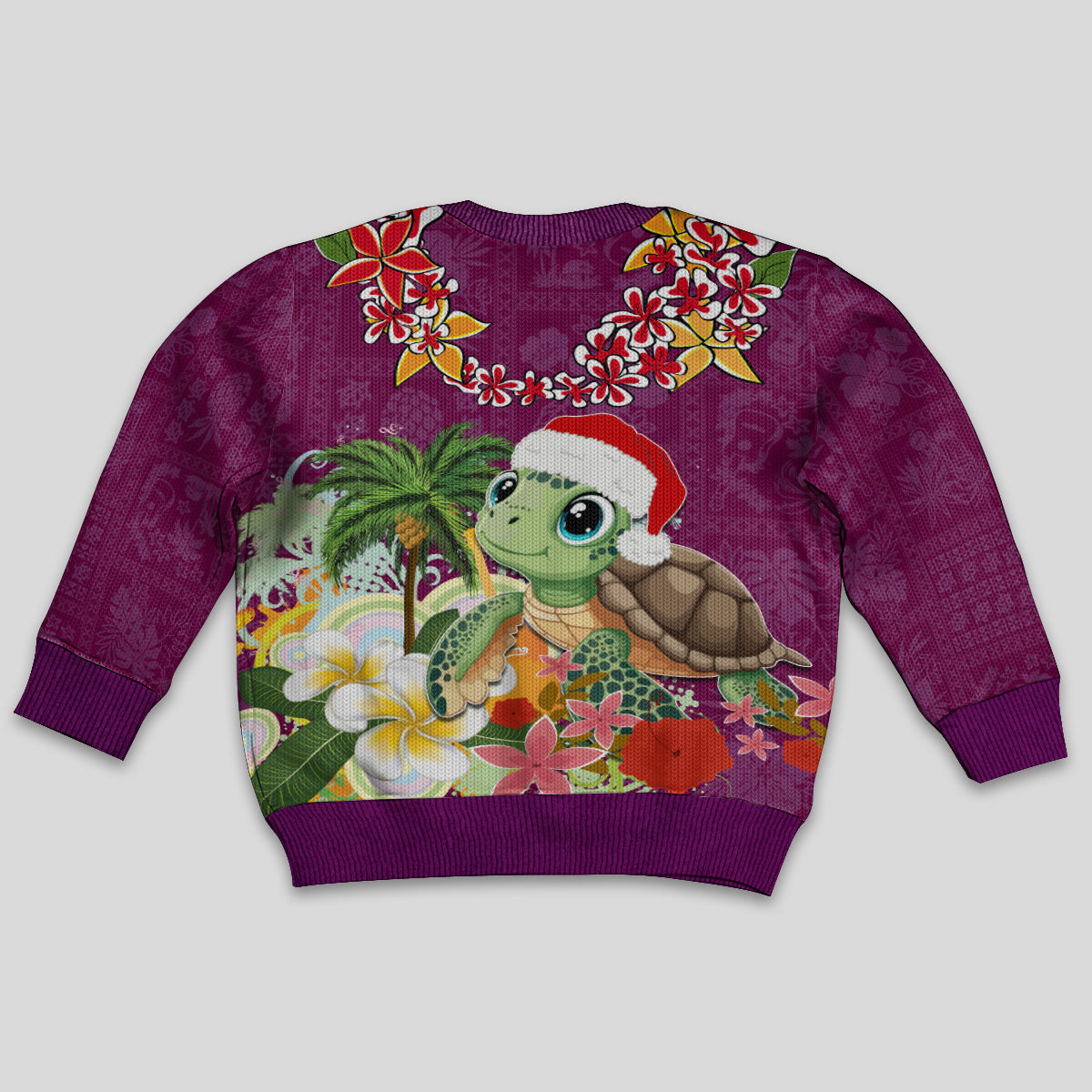 Hawaii Honu Mele Kalikimaka Kid Ugly Christmas Sweater Santa Tropical Flower Aloha Summer Pink Version LT03 - Polynesian Pride