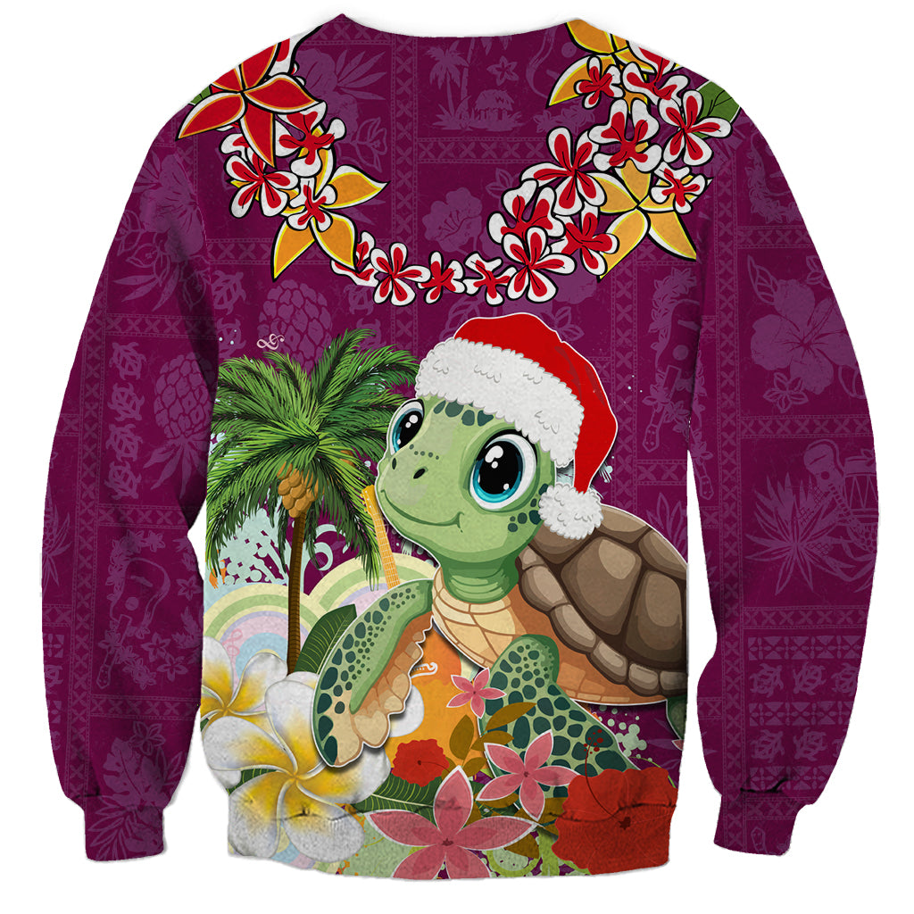 Hawaii Honu Mele Kalikimaka Sweatshirt Santa Tropical Flower Aloha Summer Pink Version LT03 - Polynesian Pride