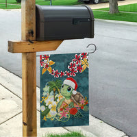 Hawaii Honu Mele Kalikimaka Garden Flag Santa Tropical Flower Aloha Summer Turquoise Version LT03 - Polynesian Pride