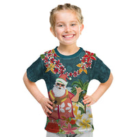 Hawaii Honu Mele Kalikimaka Kid T Shirt Santa Tropical Flower Aloha Summer Turquoise Version LT03 Turquoise - Polynesian Pride
