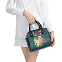 Hawaii Honu Mele Kalikimaka Shoulder Handbag Santa Tropical Flower Aloha Summer Turquoise Version LT03 - Polynesian Pride