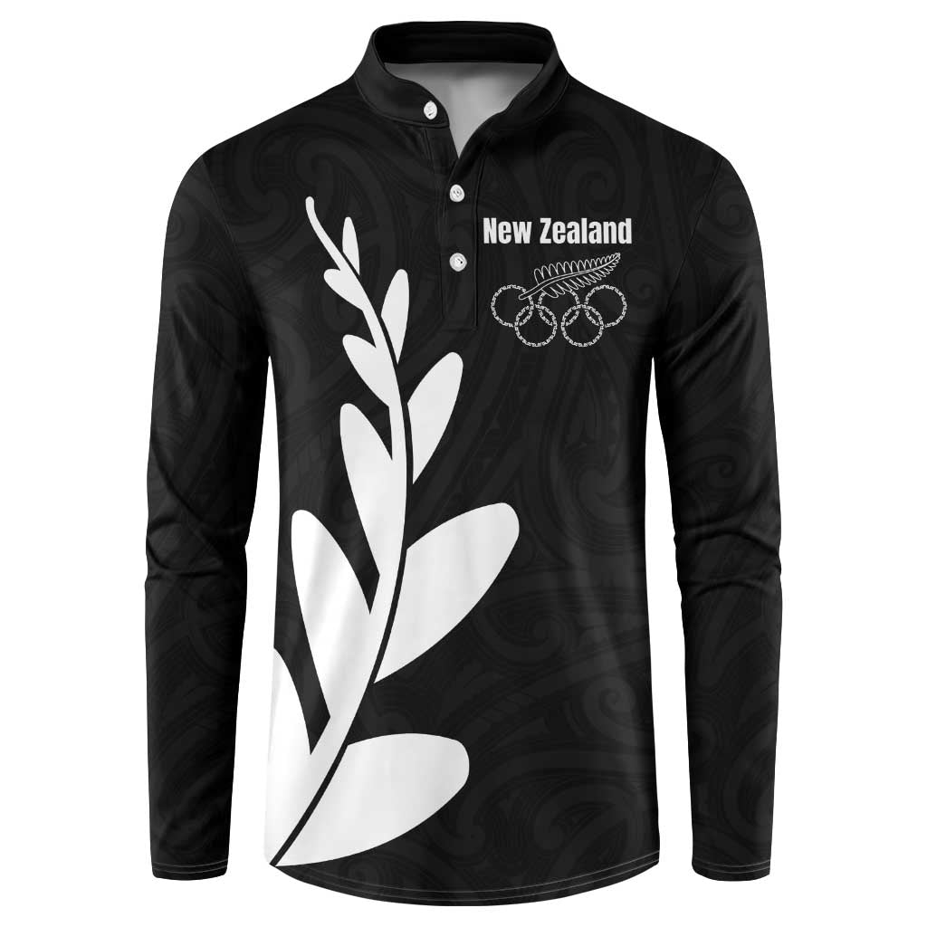 Personalised New Zealand Canoeing Special Jersey Button Sweatshirt LT03 Black - Polynesian Pride