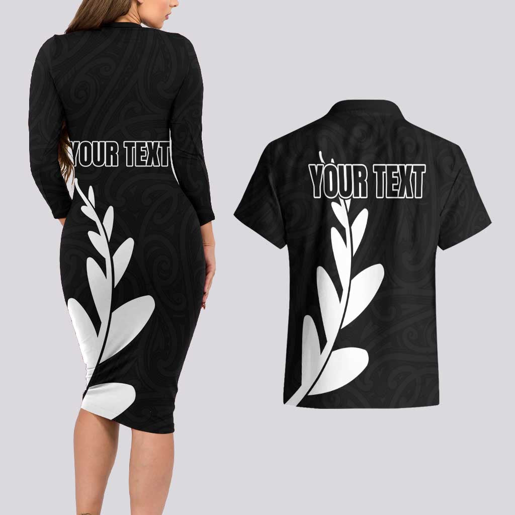 Personalised New Zealand Canoeing Special Jersey Couples Matching Long Sleeve Bodycon Dress and Hawaiian Shirt LT03 - Polynesian Pride
