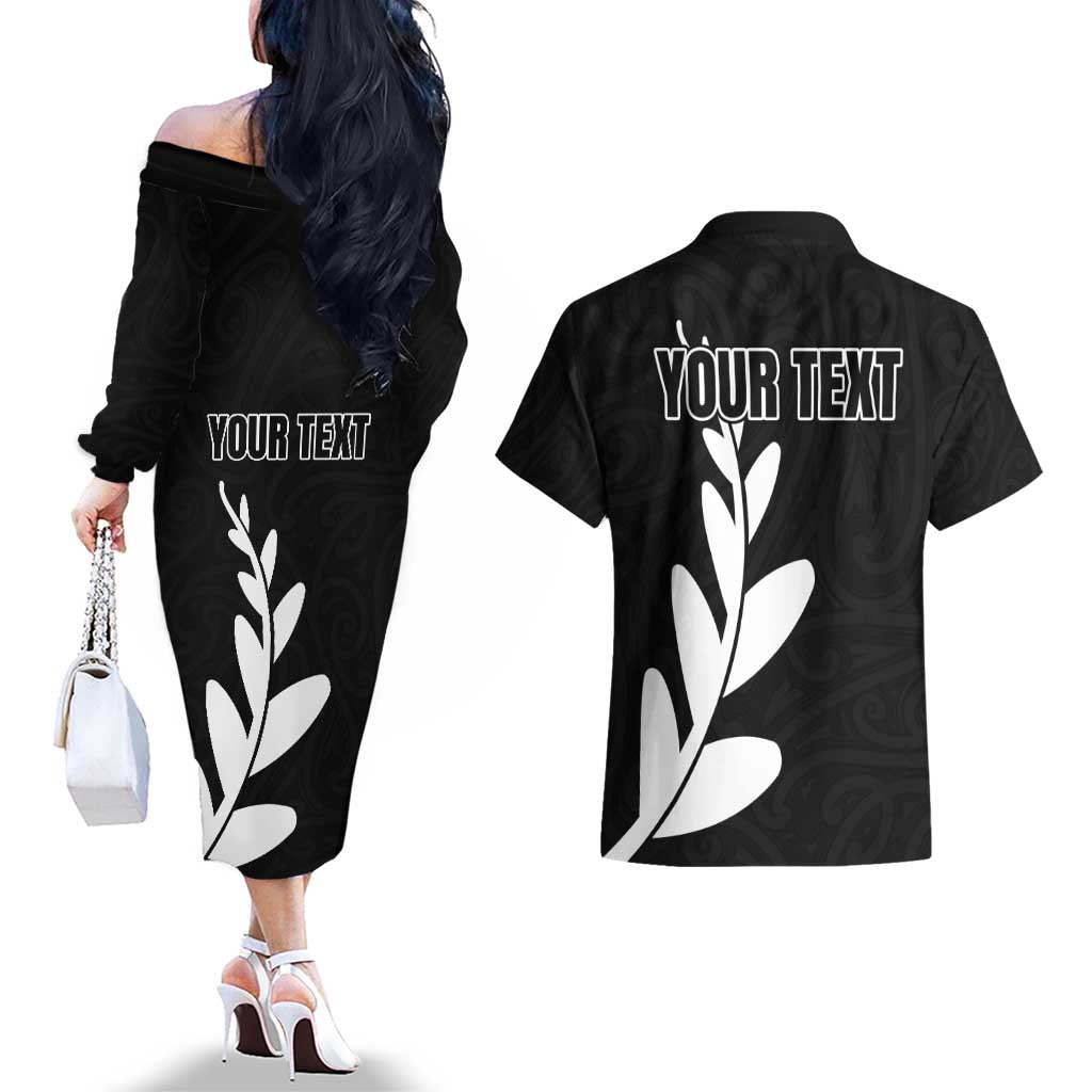 Personalised New Zealand Canoeing Special Jersey Couples Matching Off The Shoulder Long Sleeve Dress and Hawaiian Shirt LT03 - Polynesian Pride