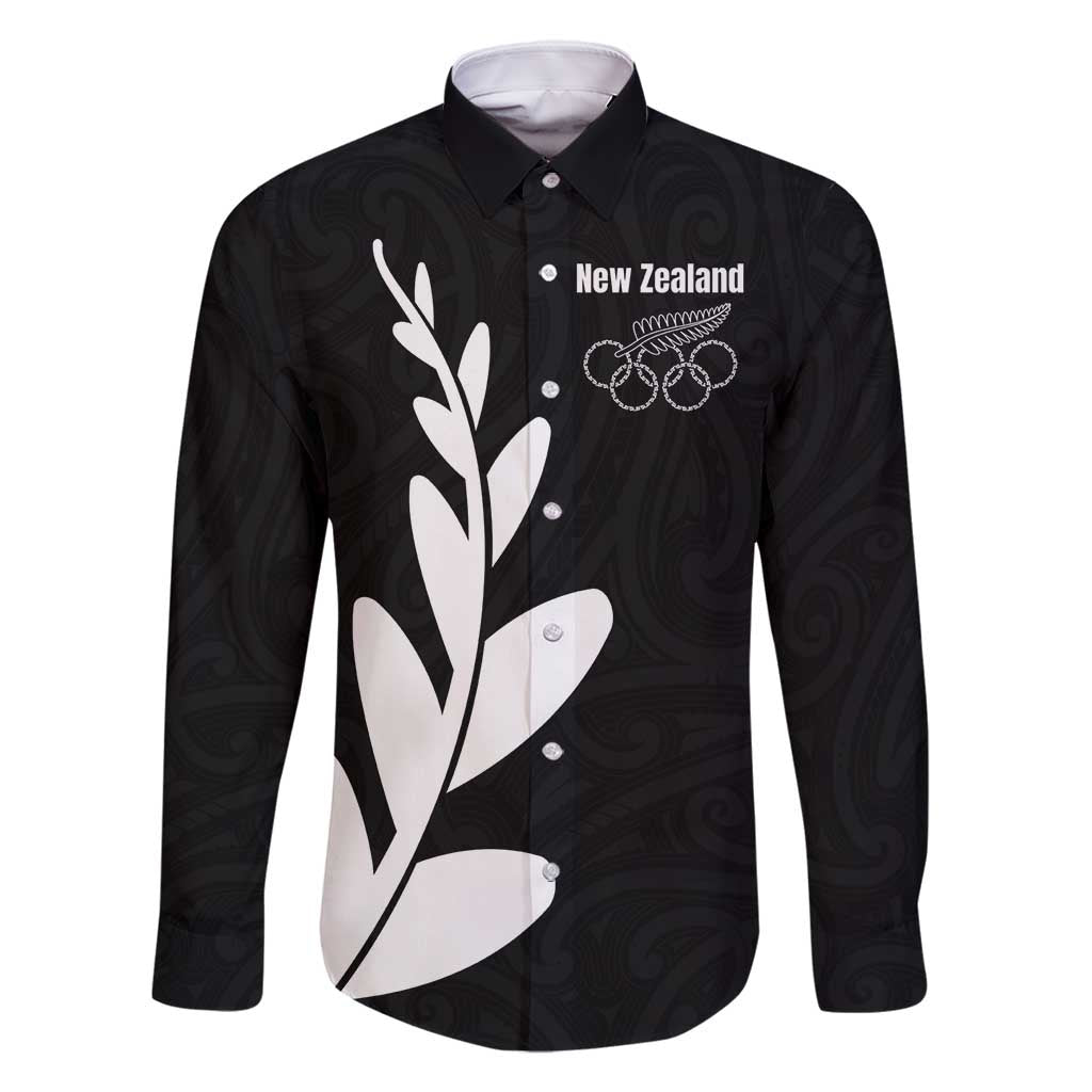 Personalised New Zealand Canoeing Special Jersey Family Matching Long Sleeve Bodycon Dress and Hawaiian Shirt LT03 Dad's Shirt - Long Sleeve Black - Polynesian Pride