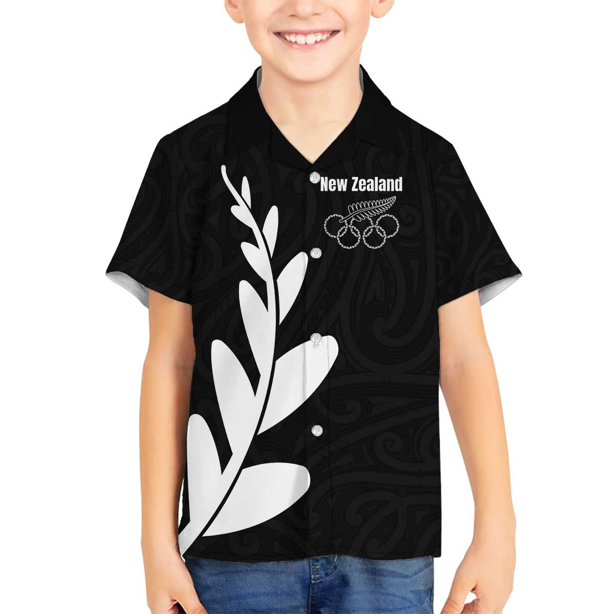 Personalised New Zealand Canoeing Special Jersey Family Matching Off The Shoulder Long Sleeve Dress and Hawaiian Shirt LT03 Son's Shirt Black - Polynesian Pride
