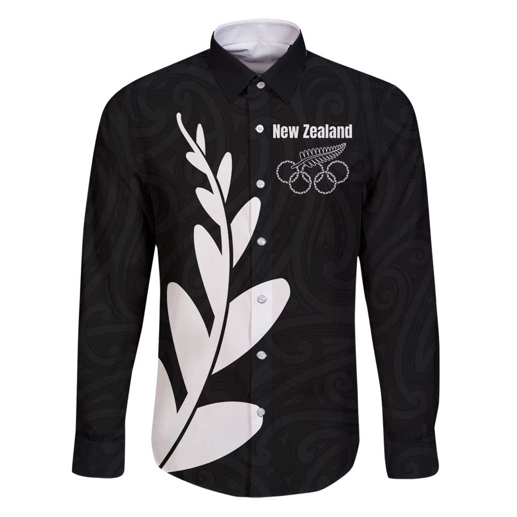 Personalised New Zealand Canoeing Special Jersey Family Matching Puletasi and Hawaiian Shirt LT03 Dad's Shirt - Long Sleeve Black - Polynesian Pride