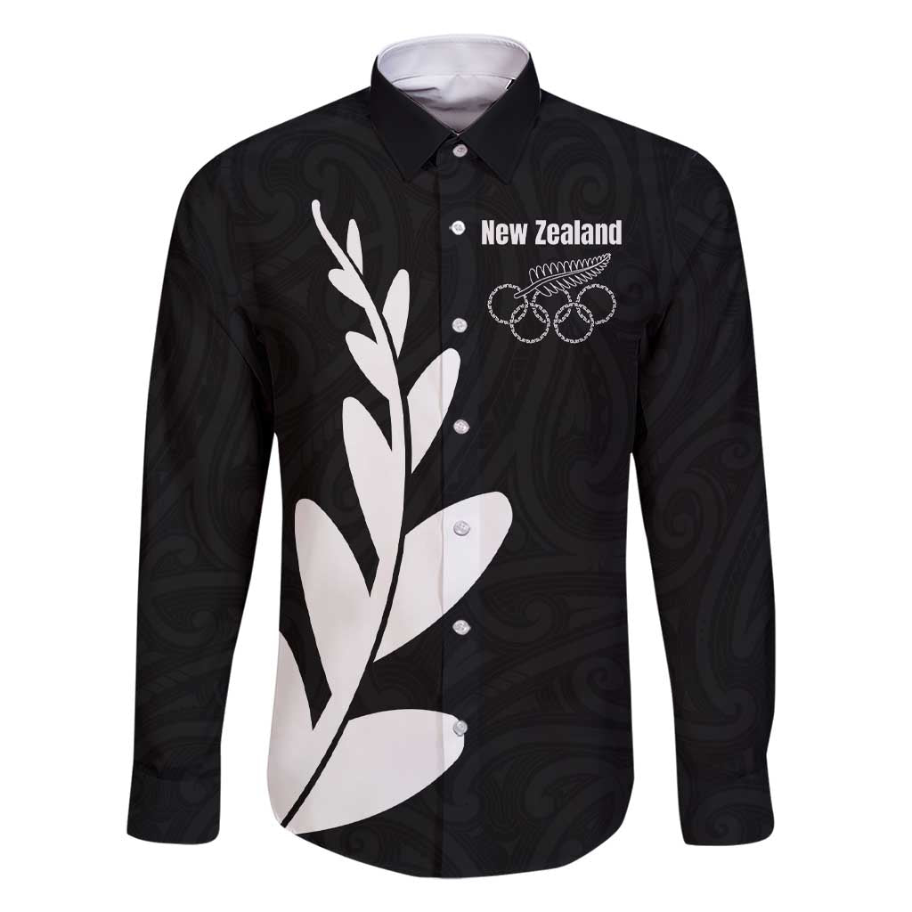 Personalised New Zealand Canoeing Special Jersey Family Matching Short Sleeve Bodycon Dress and Hawaiian Shirt LT03 Dad's Shirt - Long Sleeve Black - Polynesian Pride