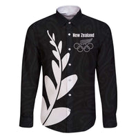 Personalised New Zealand Canoeing Special Jersey Family Matching Short Sleeve Bodycon Dress and Hawaiian Shirt LT03 Dad's Shirt - Long Sleeve Black - Polynesian Pride