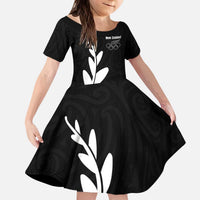 Personalised New Zealand Canoeing Special Jersey Kid Short Sleeve Dress LT03 KID Black - Polynesian Pride