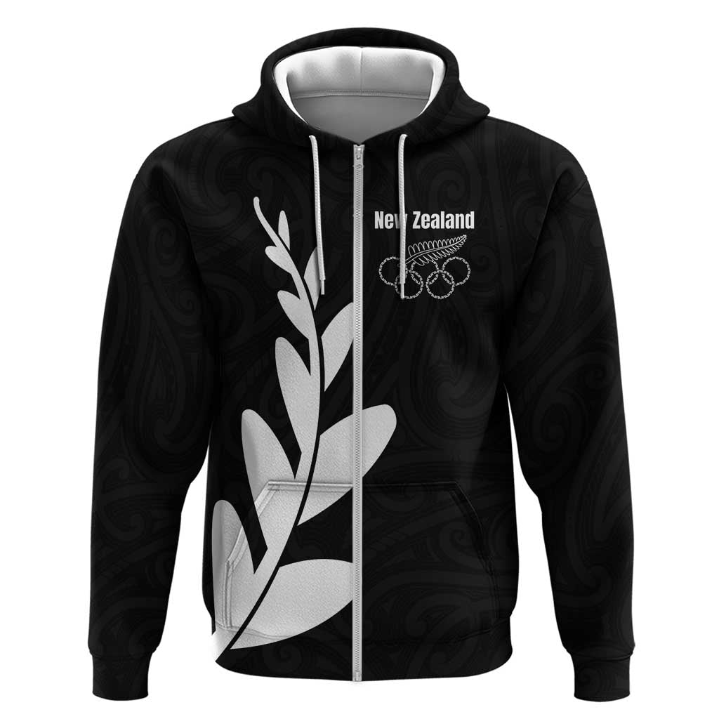 Personalised New Zealand Canoeing Special Jersey Zip Hoodie LT03 Zip Hoodie Black - Polynesian Pride