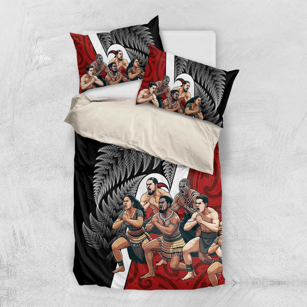 New Zealand Te Matatini Bedding Set Kapa Haka and Silver Fern - Maori Art Pattern LT03 US Twin 172cm x 218cm Black - Polynesian Pride