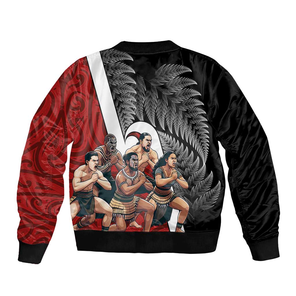 New Zealand Te Matatini Bomber Jacket Kapa Haka and Silver Fern - Maori Art Pattern