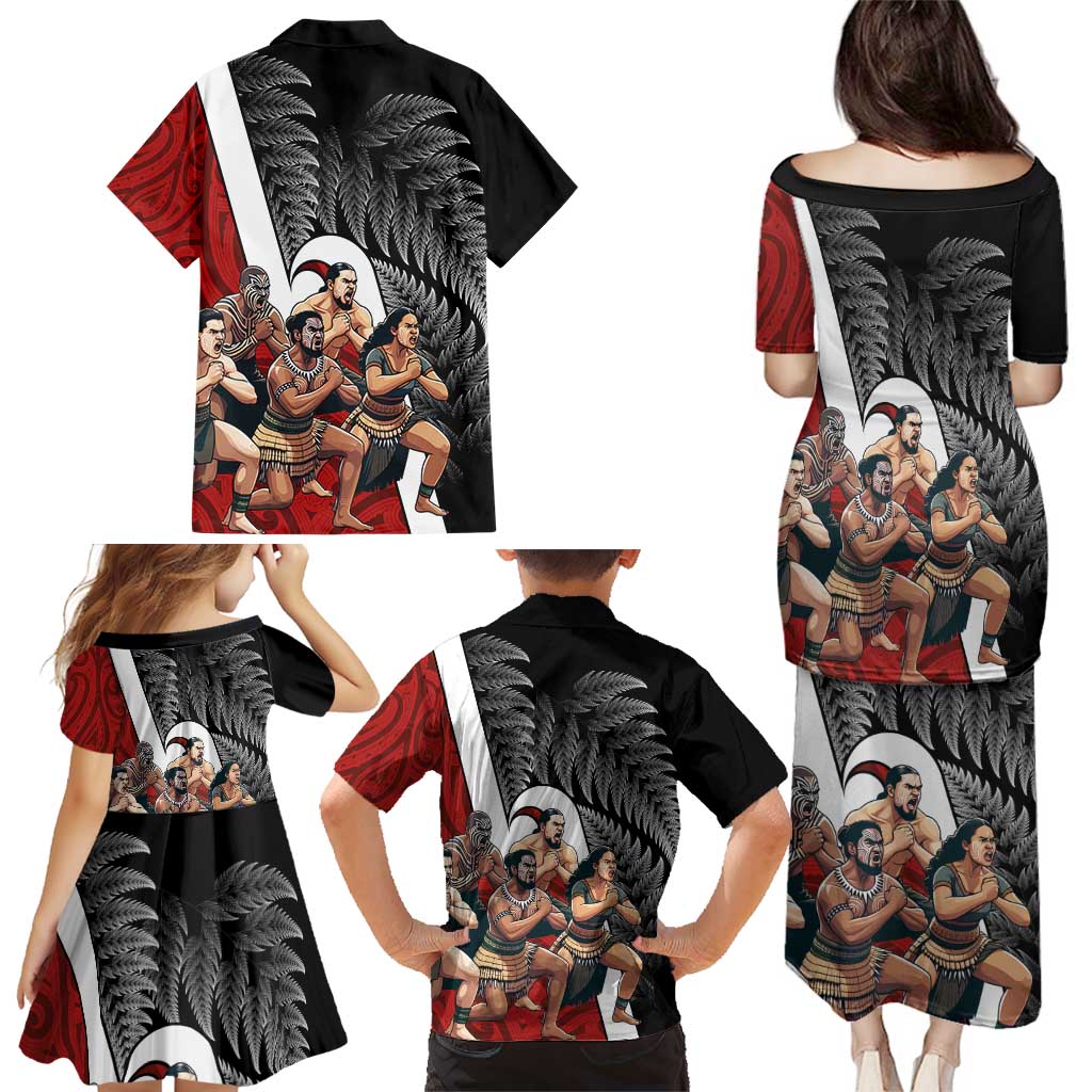 New Zealand Te Matatini Family Matching Puletasi and Hawaiian Shirt Kapa Haka and Silver Fern - Maori Art Pattern LT03 - Polynesian Pride