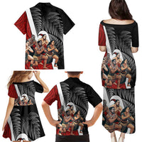 New Zealand Te Matatini Family Matching Puletasi and Hawaiian Shirt Kapa Haka and Silver Fern - Maori Art Pattern LT03 - Polynesian Pride