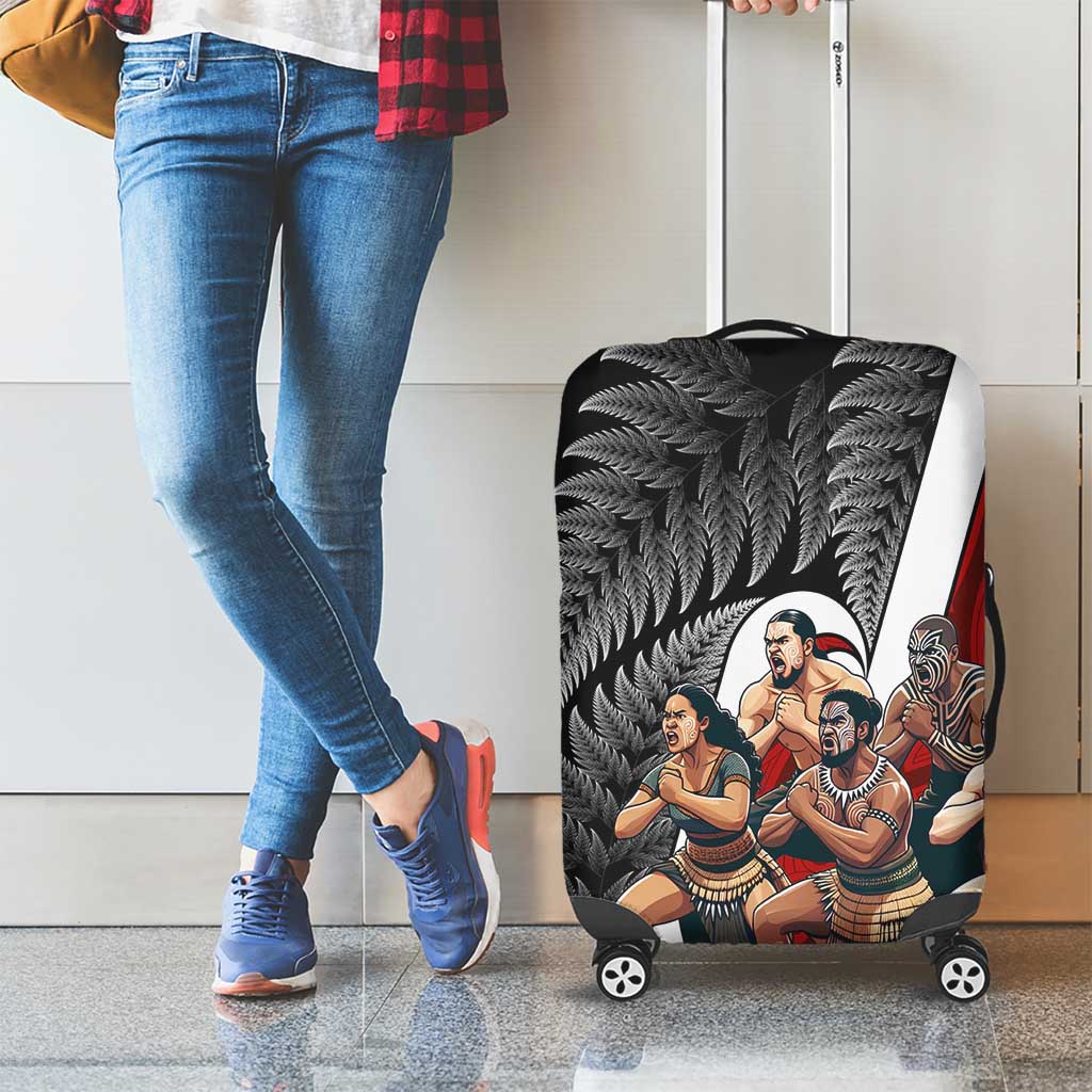 New Zealand Te Matatini Luggage Cover Kapa Haka and Silver Fern - Maori Art Pattern LT03 - Polynesian Pride