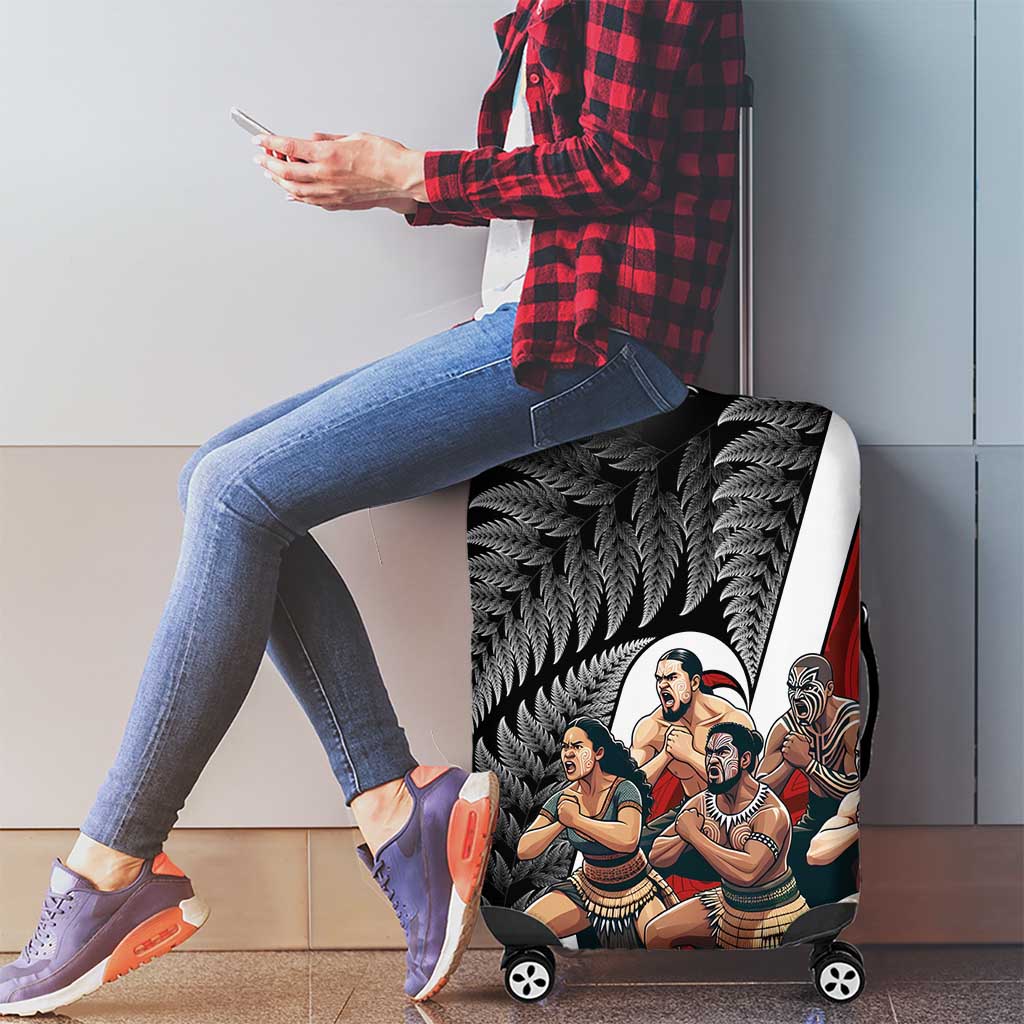 New Zealand Te Matatini Luggage Cover Kapa Haka and Silver Fern - Maori Art Pattern LT03 - Polynesian Pride