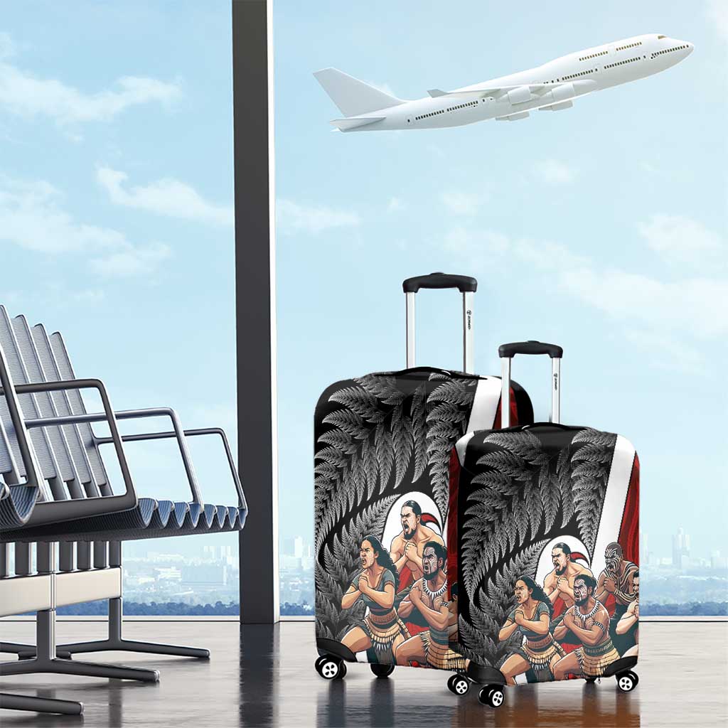 New Zealand Te Matatini Luggage Cover Kapa Haka and Silver Fern - Maori Art Pattern LT03 - Polynesian Pride