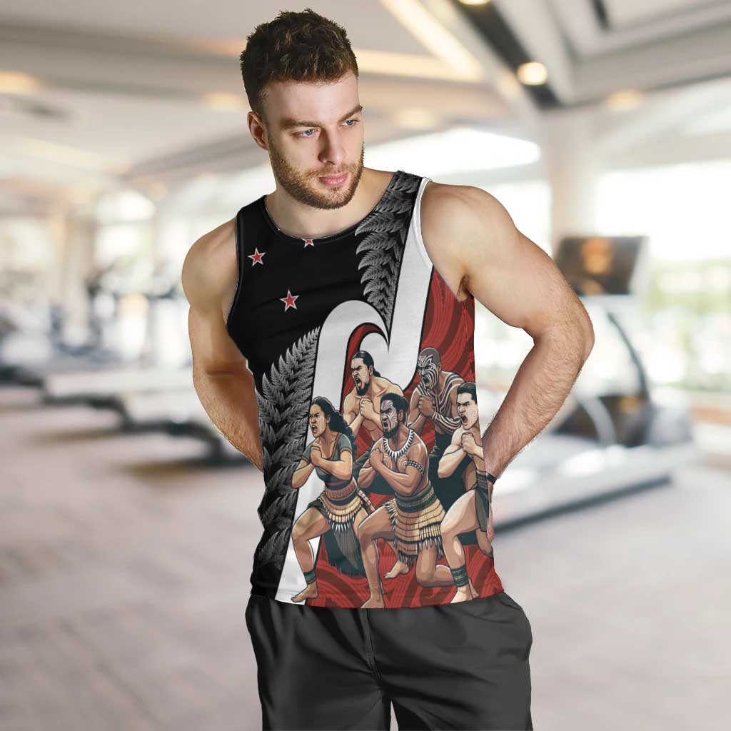 New Zealand Te Matatini Men Tank Top Kapa Haka and Silver Fern - Maori Art Pattern