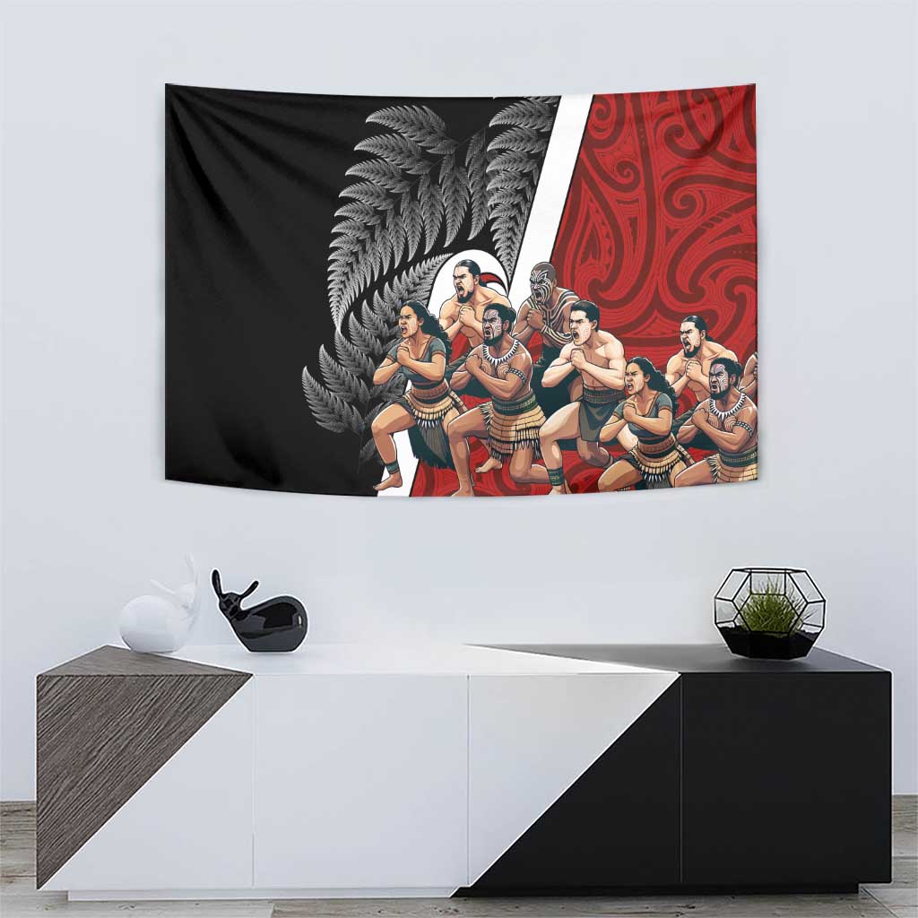 New Zealand Te Matatini Tapestry Kapa Haka and Silver Fern - Maori Art Pattern LT03 - Polynesian Pride