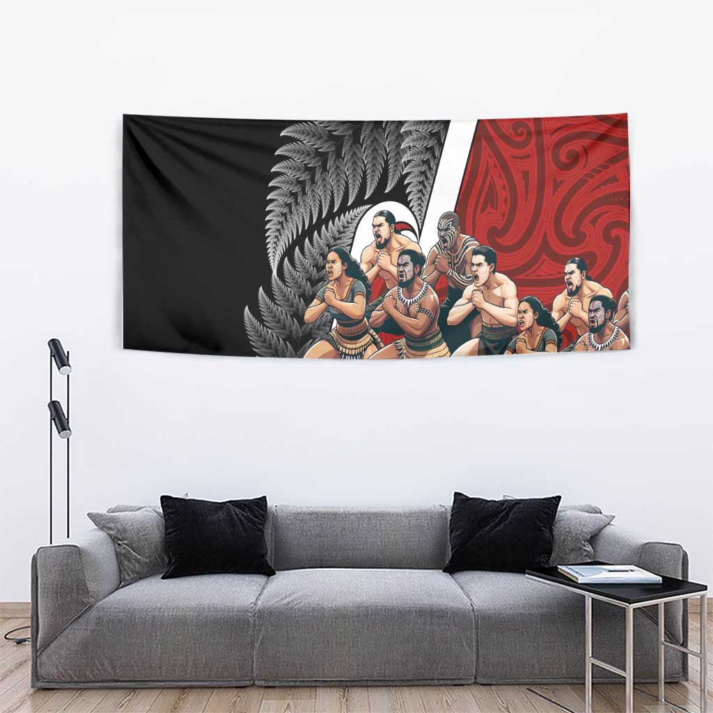 New Zealand Te Matatini Tapestry Kapa Haka and Silver Fern - Maori Art Pattern LT03 - Polynesian Pride