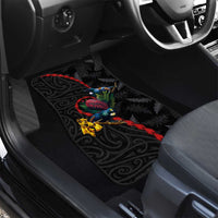 New Zealand Tui Birds Love Couple Car Mats The Heart of Silver Fern Leaves and Maori Tattoo Pattern LT03 - Polynesian Pride
