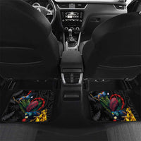 New Zealand Tui Birds Love Couple Car Mats The Heart of Silver Fern Leaves and Maori Tattoo Pattern LT03 Set 2pcs - Back Black - Polynesian Pride