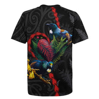 New Zealand Tui Birds Love Couple Rugby Jersey The Heart of Silver Fern Leaves and Maori Tattoo Pattern LT03 - Polynesian Pride
