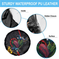New Zealand Tui Birds Love Couple Spare Tire Cover The Heart of Silver Fern Leaves and Maori Tattoo Pattern LT03 - Polynesian Pride