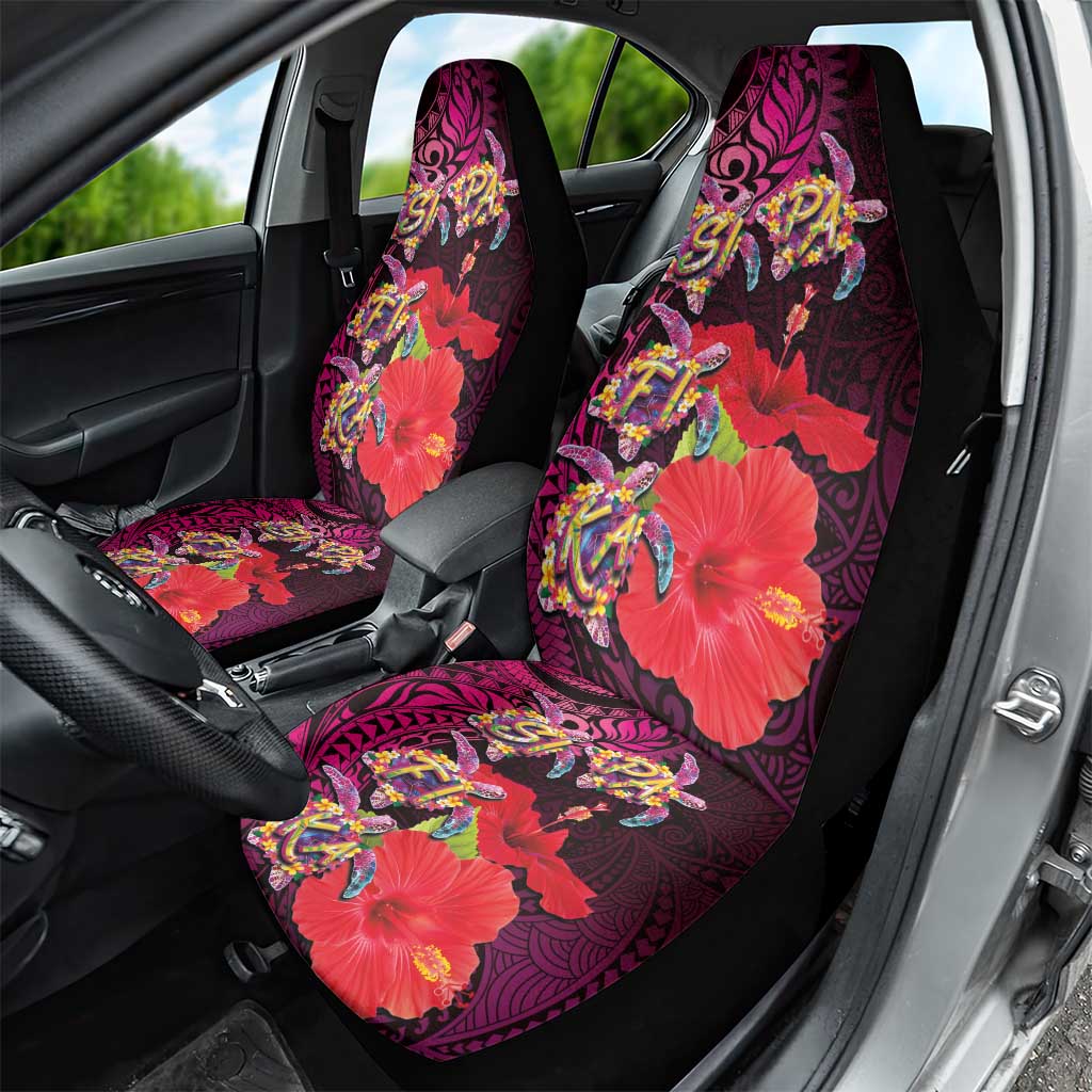 Pasifika Festival Car Seat Cover Plumeria Turtles with Hibiscus - Polynesian Art Tattoo Pink Color LT03 - Polynesian Pride