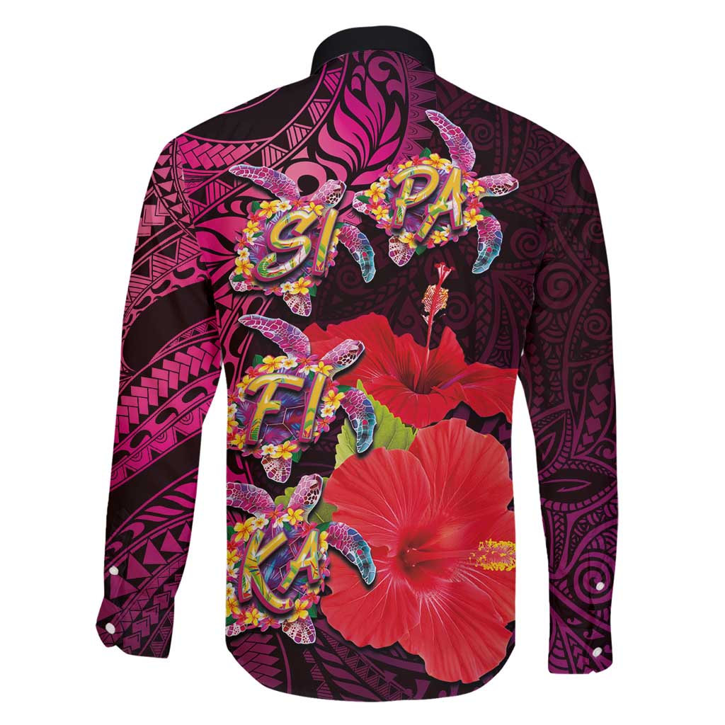 Pasifika Festival Family Matching Off Shoulder Maxi Dress and Hawaiian Shirt Plumeria Turtles with Hibiscus - Polynesian Art Tattoo Pink Color LT03 - Polynesian Pride