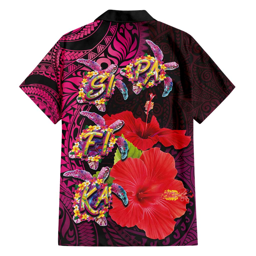 Pasifika Festival Family Matching Short Sleeve Bodycon Dress and Hawaiian Shirt Plumeria Turtles with Hibiscus - Polynesian Art Tattoo Pink Color LT03 - Polynesian Pride