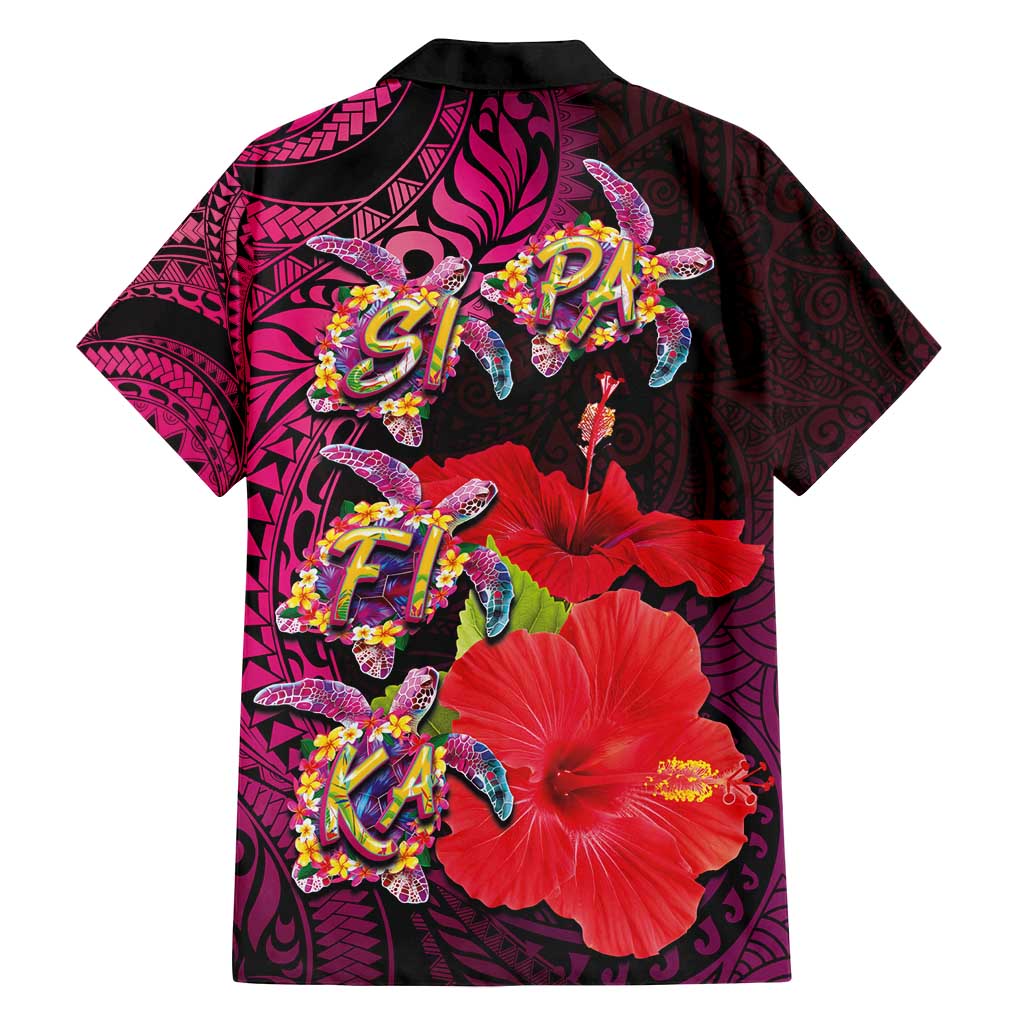 Pasifika Festival Family Matching Summer Maxi Dress and Hawaiian Shirt Plumeria Turtles with Hibiscus - Polynesian Art Tattoo Pink Color LT03 - Polynesian Pride