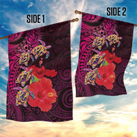 Pasifika Festival Garden Flag Plumeria Turtles with Hibiscus - Polynesian Art Tattoo Pink Color LT03 - Polynesian Pride