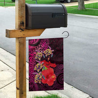 Pasifika Festival Garden Flag Plumeria Turtles with Hibiscus - Polynesian Art Tattoo Pink Color LT03 - Polynesian Pride